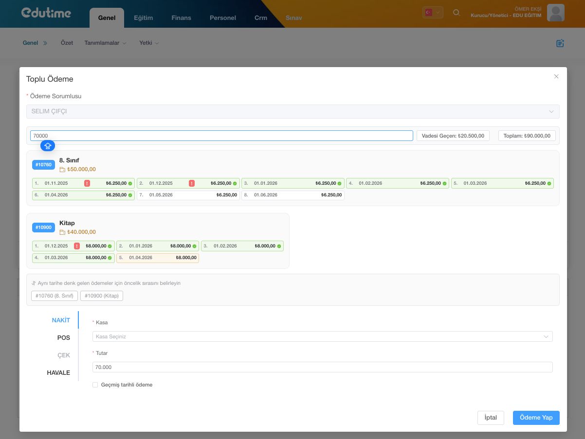 Edutime web panel