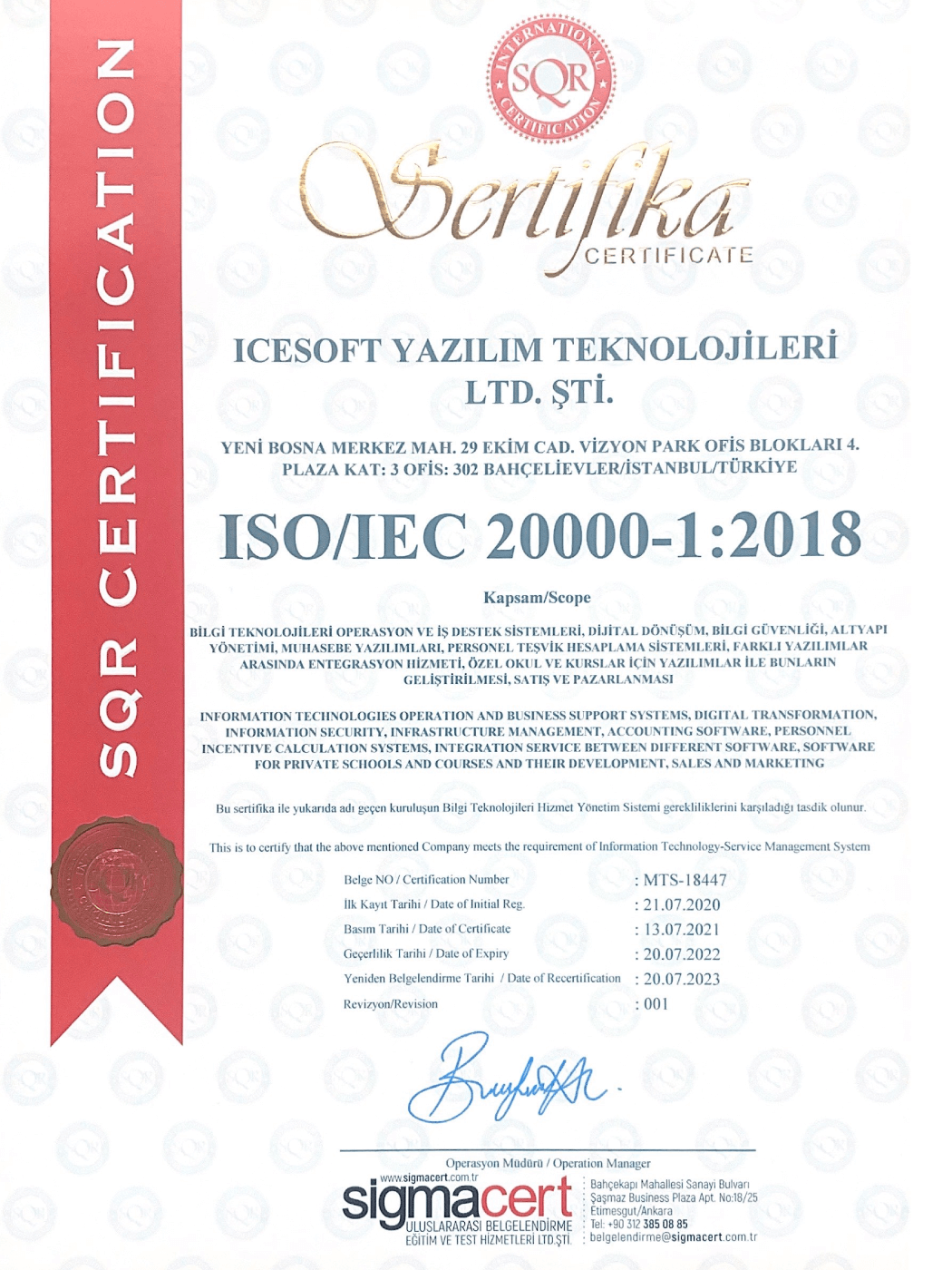 ISO 20000 Sertifikası